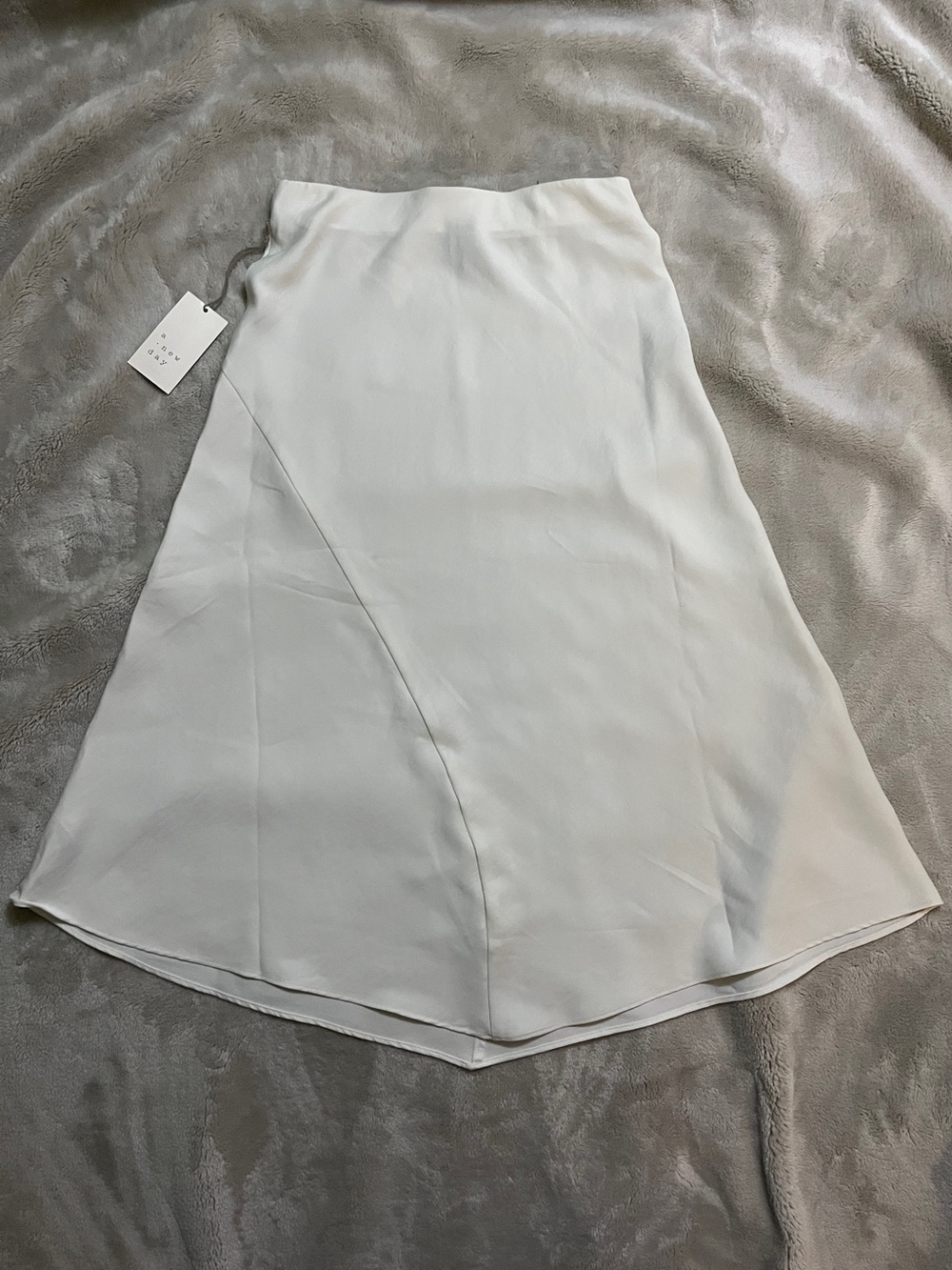 a new day. White A-Line Midi Skirt